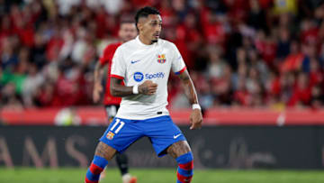 PALMA DE MALLORCA, SPAIN - SEPTEMBER 26: Raphinha of FC Barcelona during the LaLiga EA Sports match between Real Mallorca v FC Barcelona at the Visit Mallorca Stadium on September 26, 2023 in Palma de Mallorca Spain (Photo by David S.Bustamante/Soccrates/Getty Images)