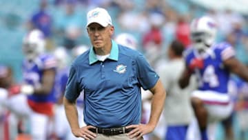 Sep 27, 2015; Miami Gardens, FL, USA; Miami Dolphins head coach Joe Philbin looks on before a game against the Buffalo Bills at Sun Life Stadium. Mandatory Credit: Steve Mitchell-USA TODAY Sports