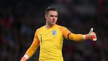 LONDON, ENGLAND - MARCH 27: Jack Butland of England reacts during the International friendly between England and Italy at Wembley Stadium on March 27, 2018 in London, England. (Photo by Laurence Griffiths/Getty Images)