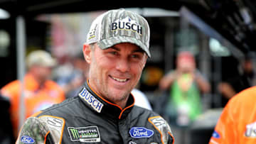 BRISTOL, TN - AUGUST 18: Kevin Harvick, driver of the #4 Busch Outdoors Ford, stands by his car during practice for the Monster Energy NASCAR Cup Series Bass Pro Shops NRA Night Race at Bristol Motor Speedway on August 18, 2017 in Bristol, Tennessee. (Photo by Jerry Markland/Getty Images)