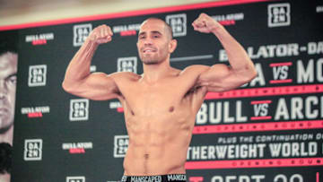 Dominic Clark poses for a photo after making weight at the Bellator 228 official weigh-ins on Friday (Photo by Amy Kaplan/ FanSided)