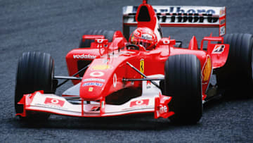 SUZUKA - OCTOBER 12: Michael Schumacher of Germany and Ferrari in action during the Formula One Japanese Grand Prix on October 12, 2003 in Suzuka, Japan. (Photo by Clive Mason/Getty Images)