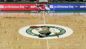 BOSTON, MASSACHUSETTS - DECEMBER 25: "Lucky" the Leprechaun on the parquet before the game between the Boston Celtics and the Brooklyn Nets at TD Garden on December 25, 2020 in Boston, Massachusetts. NOTE TO USER: User expressly acknowledges and agrees that, by downloading and or using this photograph, User is consenting to the terms and conditions of the Getty Images License Agreement. (Photo by Omar Rawlings/Getty Images)