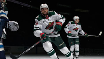 COLUMBUS, OH - NOVEMBER 29: Matt Dumba #24 of the Minnesota Wild skates against the Columbus Blue Jackets on November 29, 2018 at Nationwide Arena in Columbus, Ohio. (Photo by Jamie Sabau/NHLI via Getty Images)