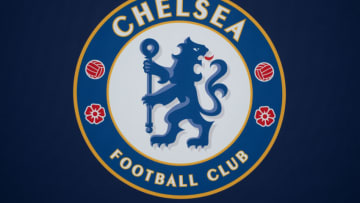 LONDON, ENGLAND - OCTOBER 01: A detailed view of a Chelsea crest is seen prior to the Barclays Women's Super League match between Chelsea FC and Tottenham Hotspur at Stamford Bridge on October 01, 2023 in London, England. (Photo by Visionhaus/Getty Images)