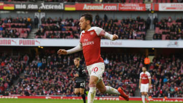 LONDON, ENGLAND - DECEMBER 22: Mesut Ozil of Arsenal during the Premier League match between Arsenal FC and Burnley FC at Emirates Stadium on December 22, 2018 in London, United Kingdom. (Photo by Stuart MacFarlane/Arsenal FC via Getty Images)