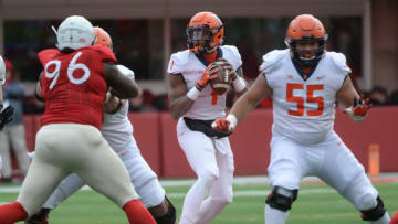 LINCOLN, NE - NOVEMBER 10: Quarterback AJ Bush Jr. #1 of the Illinois Fighting Illini drops back to pass against the Nebraska Cornhuskers in the first half at Memorial Stadium on November 10, 2018 in Lincoln, Nebraska. (Photo by Steven Branscombe/Getty Images)