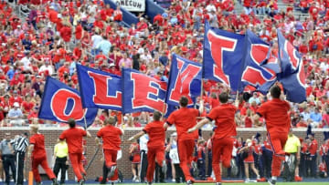 Sep 10, 2016; Oxford, MS, USA; Mississippi Rebels cheerleaders during the first half against the Wofford Terriers at Vaught-Hemingway Stadium. Mandatory Credit: Justin Ford-USA TODAY Sports