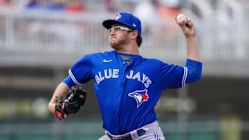 Anthony Kay #47 of the Toronto Blue Jays pitches during a spring training game against the Minnesota Twins. (Photo by Brace Hemmelgarn/Minnesota Twins/Getty Images)