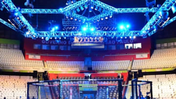 May 31, 2014; Sao Paulo, SP, BRAZIL; General view of Ibirapuera Gymnasium prior to the TUF Brazil 3 Finale. Mandatory Credit: Jason Silva-USA TODAY Sports