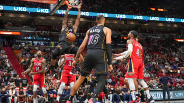 Jimmy Butler #22 of the Miami Heat dunks against the New Orleans Pelicans(Photo by Mark Brown/Getty Images)