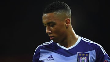 MANCHESTER, ENGLAND - APRIL 20: Youri Tielemans of RSC Anderlecht looks on during the UEFA Europa League quarter final second leg match between Manchester United and RSC Anderlecht at Old Trafford on April 20, 2017 in Manchester, United Kingdom. (Photo by Laurence Griffiths/Getty Images)