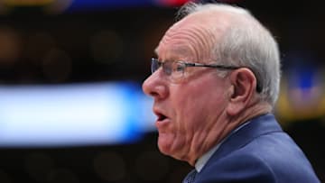 SALT LAKE CITY, UTAH - MARCH 21: Head coach Jim Boeheim of the Syracuse Orange reacts as they play against the Baylor Bears during the first half in the first round of the 2019 NCAA Men's Basketball Tournament at Vivint Smart Home Arena on March 21, 2019 in Salt Lake City, Utah. (Photo by Tom Pennington/Getty Images)