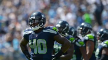 Sep 14, 2014; San Diego, CA, USA; Seattle Seahawks fullback Derrick Coleman (40) in the field during the second quarter against the San Diego Chargers at Qualcomm Stadium. Mandatory Credit: Jake Roth-USA TODAY Sports