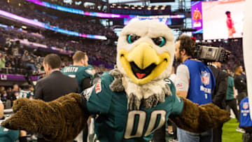 MINNEAPOLIS, MN - FEBRUARY 04: Philadelphia Eagles mascot Swoop at the Super Bowl LII Pregame show at U.S. Bank Stadium on February 4, 2018 in Minneapolis, Minnesota. (Photo by Christopher Polk/Getty Images)