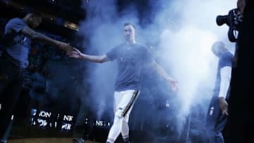 Feb 1, 2016; Salt Lake City, UT, USA; Utah Jazz forward Gordon Hayward (20) is introduced prior to their game against the Chicago Bulls at Vivint Smart Home Arena. Mandatory Credit: Jeff Swinger-USA TODAY Sports