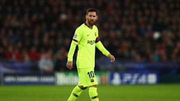 EINDHOVEN, NETHERLANDS - NOVEMBER 28: Lionel Messi of Barcelona in action during the Group B match of the UEFA Champions League between PSV and FC Barcelona at Philips Stadion on November 28, 2018 in Eindhoven, Netherlands. (Photo by Dean Mouhtaropoulos/Getty Images)