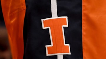 NEW YORK, NY - JANUARY 26: The Illinois Fighting Illini logo on their uniform during the game against the Maryland Terrapins at Madison Square Garden on January 26, 2019 in New York City. (Photo by G Fiume/Maryland Terrapins/Getty Images)