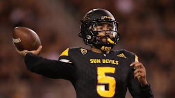 TEMPE, AZ - OCTOBER 14: Quarterback Manny Wilkins
