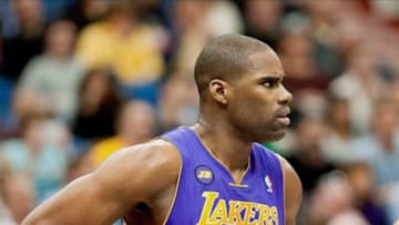 Mar 27, 2013; Minneapolis, MN, USA; Los Angeles Lakers power forward Antawn Jamison (4) during the third quarter against the Minnesota Timberwolves at Target Center. Lakers won 120-117. Mandatory Credit: Greg Smith-USA TODAY Sports