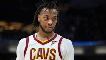 Mar 8, 2022; Indianapolis, Indiana, USA; Cleveland Cavaliers guard Darius Garland (10) in the second half against the Indiana Pacers at Gainbridge Fieldhouse. Mandatory Credit: Trevor Ruszkowski-USA TODAY Sports