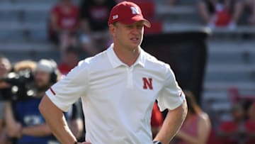 LINCOLN, NE - SEPTEMBER 15: Head coach Scott Frost of the Nebraska Cornhuskers watches the team warm up before the game against the Troy Trojans at Memorial Stadium on September 15, 2018 in Lincoln, Nebraska. (Photo by Steven Branscombe/Getty Images)
