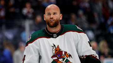 Mar 11, 2023; Denver, Colorado, USA; Arizona Coyotes right wing Zack Kassian (44) before the game against the Colorado Avalanche at Ball Arena. Mandatory Credit: Isaiah J. Downing-USA TODAY Sports