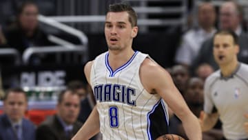 Dec 28, 2016; Orlando, FL, USA; Orlando Magic guard Mario Hezonja (8) brings the ball down court during the second half of an NBA basketball game against the Charlotte Hornets at Amway Center.The Hornets won 120-101. Mandatory Credit: Reinhold Matay-USA TODAY Sports