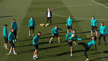 MADRID, SPAIN - DECEMBER 22: Real Madrid players train during the Real Madrid training session at Valdebebas training ground on December 22, 2017 in Madrid, Spain. (Photo by Denis Doyle/Getty Images)