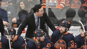 Edmonton Oilers Head Coach Jay Woodcroft Mandatory Credit: Walter Tychnowicz-USA TODAY Sports