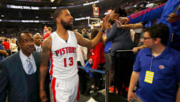 AUBURN HILLS, MI - APRIL 10: Marcus Morris #13 of the Detroit Pistons leaves the court after the final NBA game at the Palace of Auburn Hills against the Washington Wizards on April 10, 2017 in Auburn Hills, Michigan. NOTE TO USER: User expressly acknowledges and agrees that, by downloading and or using this photograph, User is consenting to the terms and conditions of the Getty Images License Agreement. (Photo by Gregory Shamus/Getty Images)