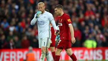 LIVERPOOL, ENGLAND - OCTOBER 05: James Milner of Liverpool walks to the penalty spot to take his penalty during the Premier League match between Liverpool FC and Leicester City at Anfield on October 05, 2019 in Liverpool, United Kingdom. (Photo by Clive Brunskill/Getty Images)