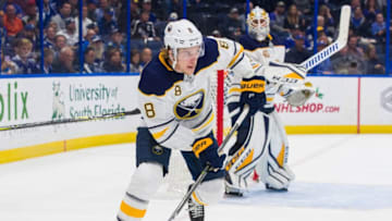 TAMPA, FL - NOVEMBER 29: Casey Nelson #8 of the Buffalo Sabres against the Tampa Bay Lightning at Amalie Arena on November 29, 2018 in Tampa, Florida. (Photo by Scott Audette/NHLI via Getty Images)"n