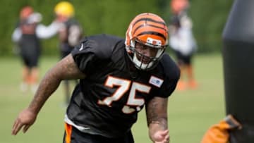 Jul 26, 2014; Cincinnati, OH, USA; Cincinnati Bengals defensive tackle Devon Still (75) runs drills during training camp at Paul Brown Stadium. Mandatory Credit: Aaron Doster-USA TODAY Sports