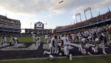 FORT WORTH, TX - OCTOBER 11: The Texas Tech Red Raiders before a game against the TCU Horned Frogs at Amon G. Carter Stadium on October 11, 2018 in Fort Worth, Texas. (Photo by Ronald Martinez/Getty Images)