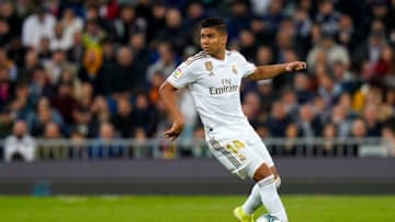 MADRID, SPAIN - NOVEMBER 02: Carlos Henrique Casemiro of Real Madrid looks on during the Liga match between Real Madrid CF and Real Betis Balompie at Estadio Santiago Bernabeu on November 02, 2019 in Madrid, Spain. (Photo by Quality Sport Images/Getty Images)