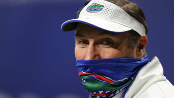 ATLANTA, GEORGIA - DECEMBER 19: Head coach Dan Mullen of the Florida Gators walks on the field during pregame warmups prior to facing the Alabama Crimson Tide in the SEC Championship at Mercedes-Benz Stadium on December 19, 2020 in Atlanta, Georgia. (Photo by Kevin C. Cox/Getty Images)