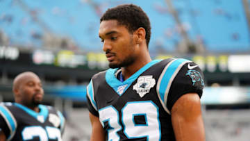 CHARLOTTE, NORTH CAROLINA - DECEMBER 01: Reggie Bonnafon #39 of the Carolina Panthers before their game against the Washington Redskins at Bank of America Stadium on December 01, 2019 in Charlotte, North Carolina. (Photo by Jacob Kupferman/Getty Images)