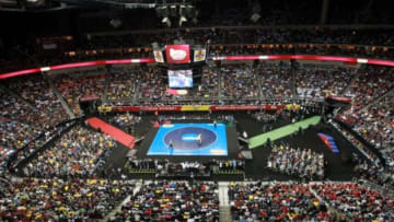 Mar 23, 2013; Des Moines, IA, USA; A general view during the NCAA wrestling Division I championship at Wells Fargo Arena. Mandatory Credit: Reese Strickland-USA TODAY Sports