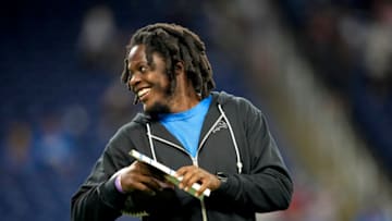 DETROIT, MICHIGAN - AUGUST 11: Teddy Bridgewater of the Detroit Lions looks on against the New York Giants during the preseason game at Ford Field on August 11, 2023 in Detroit, Michigan. (Photo by Nic Antaya/Getty Images)