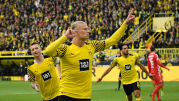 Erling Haaland celebrates his goal (Photo by INA FASSBENDER/AFP via Getty Images)