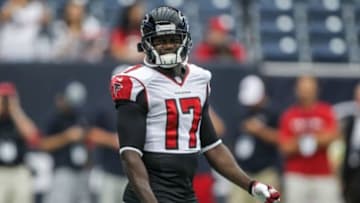 Aug 16, 2014; Houston, TX, USA; Atlanta Falcons wide receiver Devin Hester (17) warms up before a game against the Houston Texans at NRG Stadium. Mandatory Credit: Troy Taormina-USA TODAY Sports