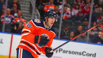 EDMONTON, AB - NOVEMBER 13: Edmonton Oilers Center Ryan Strome (18) in action during the Edmonton Oilers game versus the Montreal Canadians on November 13, 2018 at Rogers Place in Edmonton, AB. (Photo by Curtis Comeau/Icon Sportswire via Getty Images)