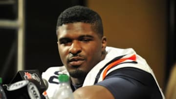 January 4, 2014; Newport Beach, CA, USA; Auburn Tigers defensive end Dee Ford (30) speaks with media during media day at the Newport Beach Marriott. Mandatory Credit: Gary A. Vasquez-USA TODAY Sports