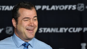 MONTREAL, QC - APRIL 12: Head coach of the New York Rangers Alain Vigneault speaks to the media prior to Game One of the Eastern Conference First Round between the Montreal Canadiens and the New York Rangers during the 2017 NHL Stanley Cup Playoffs at the Bell Centre on April 12, 2017 in Montreal, Quebec, Canada. (Photo by Minas Panagiotakis/Getty Images)