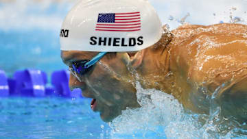 RIO DE JANEIRO, BRAZIL - AUGUST 08: Tom Shields of the United States competes in the Men's 200m Butterfly heat on Day 3 of the Rio 2016 Olympic Games at the Olympic Aquatics Stadium on August 8, 2016 in Rio de Janeiro, Brazil. (Photo by Laurence Griffiths/Getty Images)