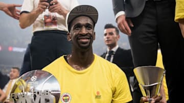 ISTANBUL, TURKEY - MAY 21: Ekpe Udoh, #8 of Fenerbahce Istanbul during the 2017 Final Four Istanbul Turkish Airlines EuroLeague Champion Trophy Ceremony at Sinan Erdem Dome on May 21, 2017 in Istanbul, Turkey. (Photo by Patrick Albertini/EB via Getty Images)