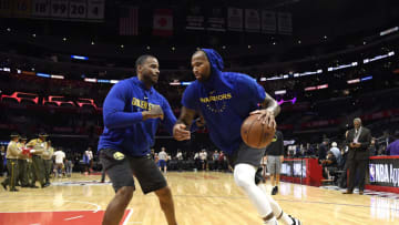 Jarron Collins & DeMarcus Cousins, Golden State Warriors. (Photo by Kevork Djansezian/Getty Images)