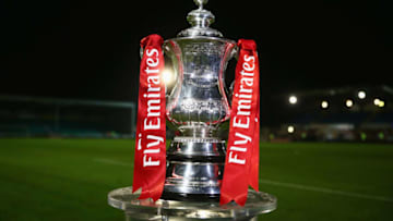 EASTLEIGH, UNITED KINGDOM - NOVEMBER 04: The FA Cup trophy on display prior to The Emirates FA Cup first round match between Eastleigh FC and Swindon Town at Silverlake Stadium on November 4, 2016 in Eastleigh, England. (Photo by Jordan Mansfield/Getty Images)