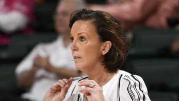 CORAL GABLES, FL - FEBRUARY 26: Georgia Tech Head Coach MaChelle Joseph looks on during a women's college basketball game between the Georgia Tech Yellow Jackets and the University of Miami Hurricanes on February 26, 2017 at Watsco Center, Coral Gables, Florida. Miami defeated Georgia Tech 75-70. (Photo by Richard C. Lewis/Icon Sportswire via Getty Images)